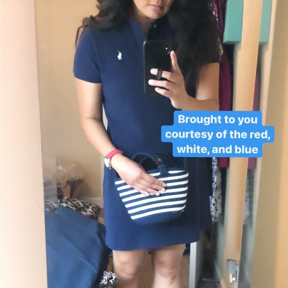 Polo Ralph Lauren cotton mesh polo dress in navy blue - Picture 3 of 6